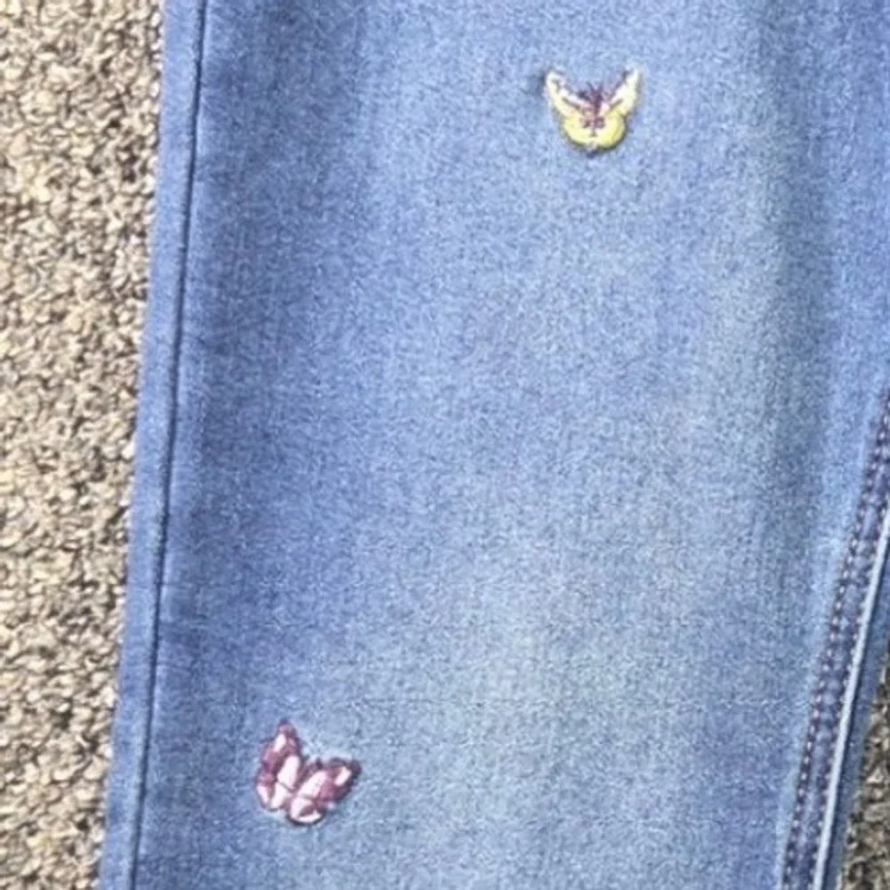 Wonder Nation Jegging Girls‎ Size XXL 18 Blue Denim Butterfly Embroidered Skinny